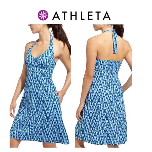 Athleta Pack Everywhere Halter Workout Exercise Empire Midi Dress - Picture 1 of 10